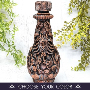 Scorpio Apothecary Jar Potion Bottle, Zodiac Astrology Celestial Decor, Pagan Gift Wiccan Altar Witchy Decor Art Creepy Witchcore Gothic Urn