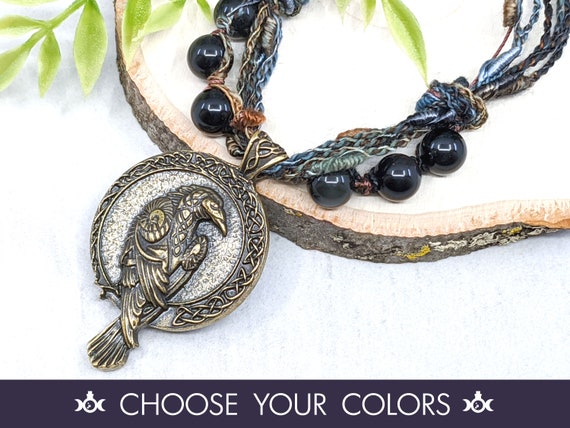 Raven Necklace Crow Necklace Wiccan Jewelry Pagan Jewelry Raven Pendant Wiccan Necklace Witchy Jewelry Pagan Necklace Odin Morrigan Etsy