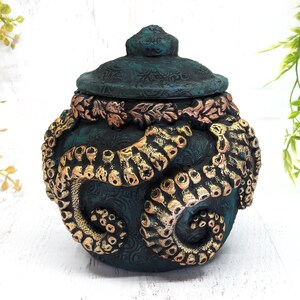 Tentacle Cthulhu Apothecary Jar Potion Bottle, Kraken Octopus Nautical Ocean Decor, Sea Witch Pagan Gift, Wiccan Altar Witchy Decor Art