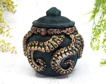 Tentacle Cthulhu Apothecary Jar Potion Bottle, Kraken Octopus Nautical Ocean Decor, Sea Witch Pagan Gift, Wiccan Altar Witchy Decor Art