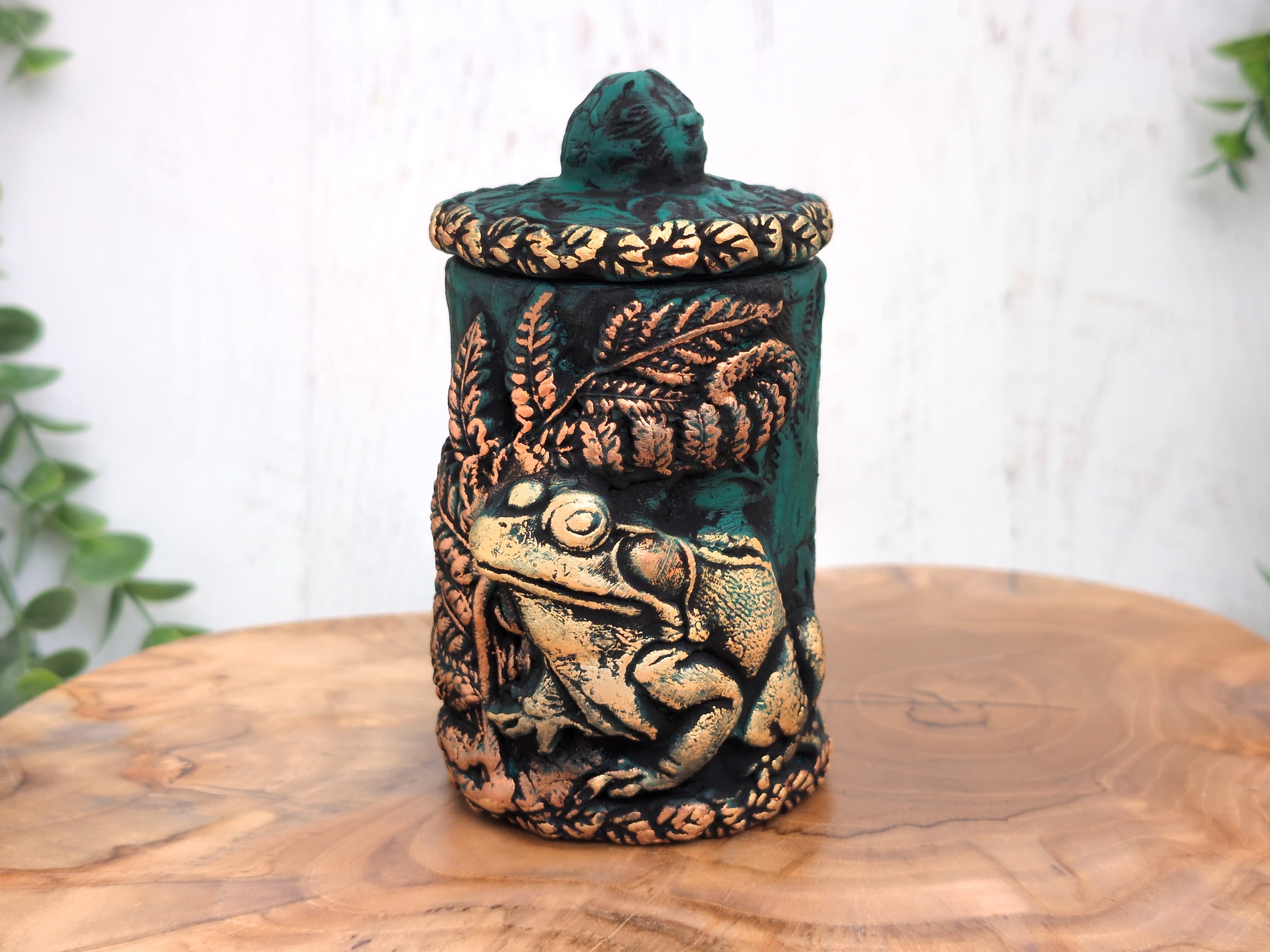 Frog Apothecary Jar, Toad Fairycore Woodland Witch Potion Bottle, Nature Witchy Decor Storage Container, Pagan Gift Witchcraft, Pet Urn