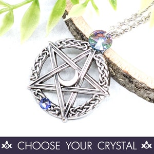 Pentacle Necklace Crystal Wiccan Jewelry / Pagan Jewelry Pentacle Pendant / Wiccan Necklace Witchy Jewelry Pagan Necklace Pentagram Necklace image 1