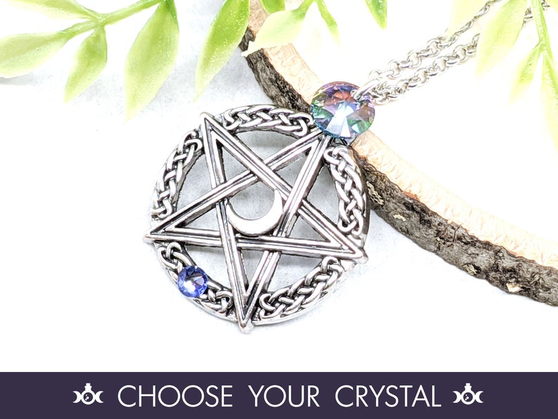 Pentacle Necklace Crystal Wiccan Jewelry / Pagan Jewelry Pentacle Pendant / Wiccan Necklace Witchy Jewelry Pagan Necklace Pentagram Necklace image 1