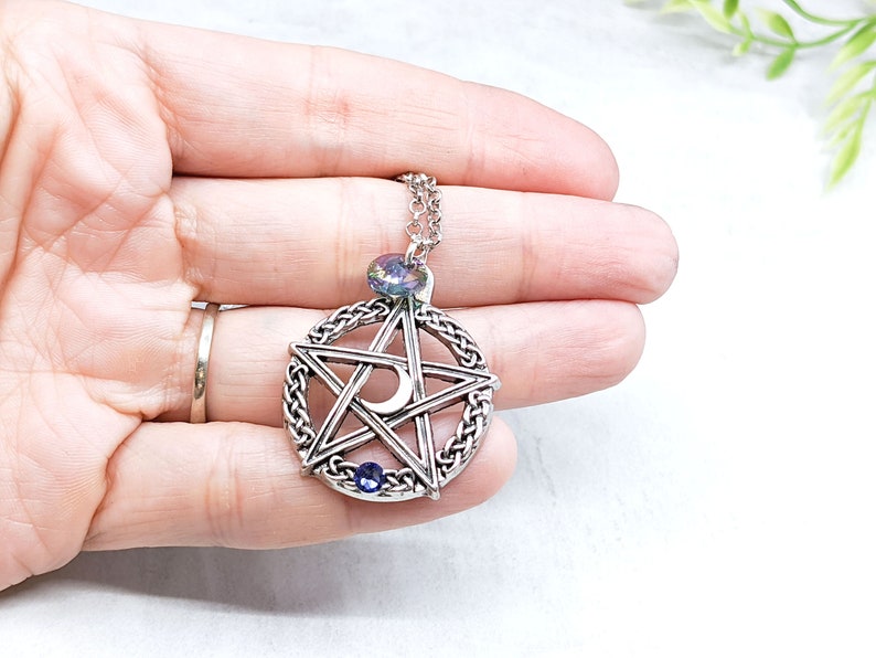 Pentacle Necklace Crystal Wiccan Jewelry / Pagan Jewelry Pentacle Pendant / Wiccan Necklace Witchy Jewelry Pagan Necklace Pentagram Necklace image 6