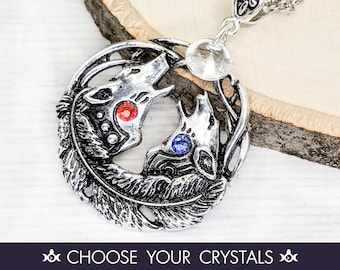 Wolf Necklace Couples Crystal Wiccan Jewelry / Pagan Jewelry Wolf Pendant / Wiccan Necklace Witchy Jewelry / Pagan Necklace Wolf Jewelry