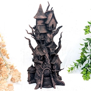 Pixie Tower Container, Fairycore Fairy House Storage, Fantasy Fae Treehouse Home Trinket Box, Witchy Decor Fairy Pagan Gift, Pet Urn