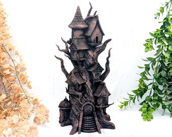 Contenedor Torre Pixie, Almacenamiento Casa de Hadas Fairycore, Caja de Baratijas Casa del Árbol de Hadas Fantástica, Decoración Bruja Regalo Pagano de Hadas, Urna para Mascotas