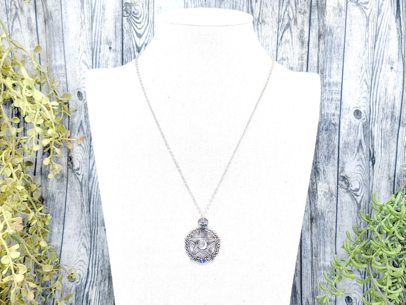 Pentacle Necklace Crystal Wiccan Jewelry / Pagan Jewelry Pentacle Pendant / Wiccan Necklace Witchy Jewelry Pagan Necklace Pentagram Necklace image 2