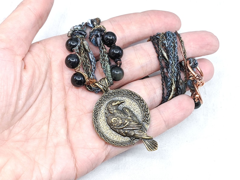 Raven Necklace Crow Necklace Wiccan Jewelry / Pagan Jewelry Raven Pendant / Wiccan Necklace Witchy Jewelry / Pagan Necklace Odin Morrigan image 4