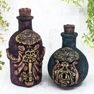 SET- Drink Me Bottle Apothecary Jars, Alice&#39;s Adventures In Wonderland Decor Potion Bottles, Gothic Pagan Gift Wiccan Altar Witchy Decor