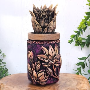 Floral Goddess Apothecary Jar, Flower Fairycore Woodland Witch Potion Bottle, Witchy Decor Storage Container, Pagan Gift Witchcraft, Pet Urn