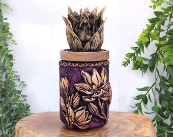 Floral Goddess Apothecary Jar, Flower Fairycore Woodland Witch Potion Bottle, Witchy Decor Storage Container, Pagan Gift Witchcraft, Pet Urn