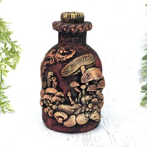 Mushroom Apothecary Jar, Autumn Woodland Cottagecore Potion Bottle, Mushroomcore Mushie Witchy Decor Gothic Pagan Gift Witchcore Pet Urn