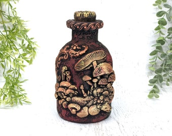 Mushroom Apothecary Jar, Autumn Woodland Cottagecore Potion Bottle, Mushroomcore Mushie Witchy Decor Gothic Pagan Gift Witchcore Pet Urn