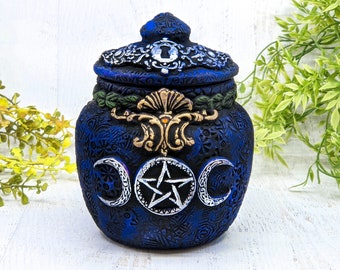 Triple Moon Urn, Pentacle Memorial Pet Urn, Small Keepsake Jar For Human Ashes, Cremains Bottle, Cremation Witchy Urn For Pagans, Pet Loss