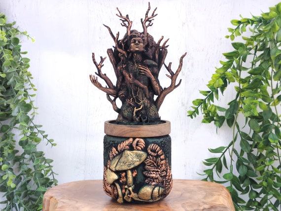 Dryad Apothecary Jar, Mushroom Fairycore Woodland Witch Potion Bottle, Witchy Decor Storage Container, Pagan Gift Witchcraft, Pet Urn
