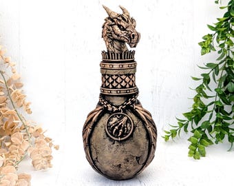 Botella de boticario de dragón, botella de poción para juegos de rol de fantasía, caja para dados de juegos de rol de mesa, regalo de dragón con decoración de bruja, recipiente de almacenamiento, urna para mascotas