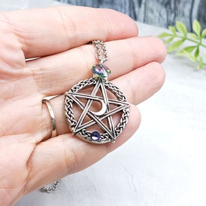 Pentacle Necklace Crystal Wiccan Jewelry / Pagan Jewelry Pentacle Pendant / Wiccan Necklace Witchy Jewelry Pagan Necklace Pentagram Necklace image 7