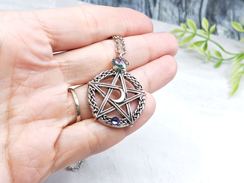 Pentacle Necklace Crystal Wiccan Jewelry / Pagan Jewelry Pentacle Pendant / Wiccan Necklace Witchy Jewelry Pagan Necklace Pentagram Necklace image 7