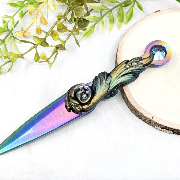 Mini Wiccan Athame Woodland Crystal Blade Wicca Ritual Knife Ritual Dagger Wiccan Altar Decor Pagan Altar Tools Gothic Witchcraft Talisman