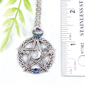 Pentacle Necklace Crystal Wiccan Jewelry / Pagan Jewelry Pentacle Pendant / Wiccan Necklace Witchy Jewelry Pagan Necklace Pentagram Necklace image 4