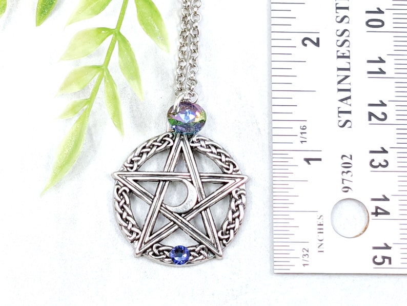 Pentacle Necklace Crystal Wiccan Jewelry / Pagan Jewelry Pentacle Pendant / Wiccan Necklace Witchy Jewelry Pagan Necklace Pentagram Necklace image 4