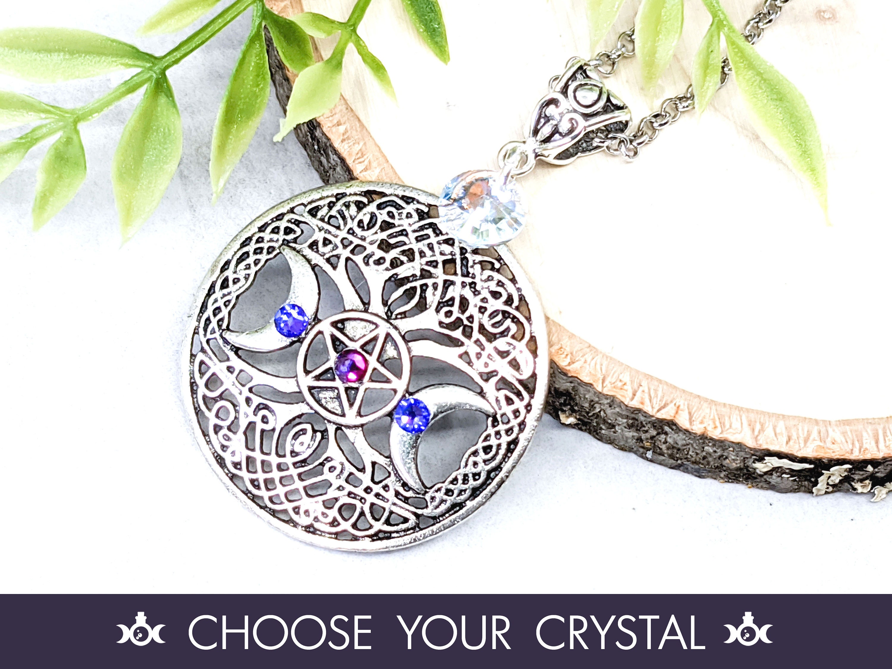 Pentakel Halskette Wicca Schmuck / heidnischer Schmuck Dreifach Mond Halskette / Wicca Halskette Witchy Schmuck / heidnische Halskette Pentagramm Anhänger