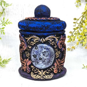 Full Moon Apothecary Jar Witch Potion Bottle, Lunar Home Witchy Decor Wiccan Altar Pagan Gift, Witchcore Herb Stash Jar, Gothic Goth Pet Urn