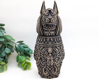 Jarra canópica de Anubis, urna con forma de perro chacal, caja para dados de dioses egipcios, frasco de boticario, decoración de brujas, regalo pagano de brujería, urna para mascotas