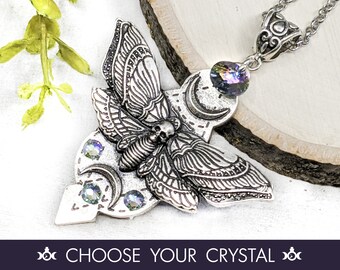 Deathshead Moth Necklace Witchy Jewelry / Wiccan Jewelry Pagan Necklace Moth Jewelry / Pagan Jewelry Wiccan Necklace Death's Head Talisman