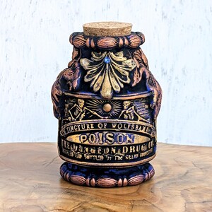 Wolfsbane Poison Potion Bottle Apothecary Jar, Spooky Pagan Gift, Gothic Gothcore Witchy Decor, Witchcore Herb Bottle, Goth Witch, Pet Urn