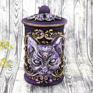 Cat Urn, Bast Memorial Pet Urn, Bastet Small Keepsake Jar For Human Ashes, Cremains Bottle, Cremation Witchy Urn For Pagans, Pet Loss Gift