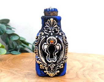 Frasco de boticario con forma de cerradura en miniatura, botella de poción pequeña con cerradura gótica, decoración gótica fantástica y mágica, regalo pagano gótico, urna conmemorativa para mascotas.