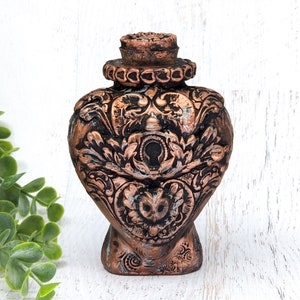 Copper Keyhole Apothecary Jar Potion Bottle, Gothic Home Wiccan Altar Clay Apothecary Bottle, Witchy Decor Pagan Gift, Witchcore Pet Urn