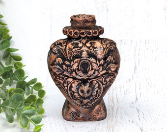 Copper Keyhole Apothecary Jar Potion Bottle, Gothic Home Wiccan Altar Clay Apothecary Bottle, Witchy Decor Pagan Gift, Witchcore Pet Urn