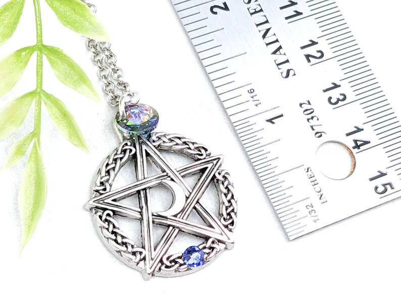 Pentacle Necklace Crystal Wiccan Jewelry / Pagan Jewelry Pentacle Pendant / Wiccan Necklace Witchy Jewelry Pagan Necklace Pentagram Necklace image 5