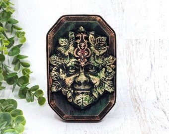 Greenman Wall Plaque, Green Man God Witchcore Fairy Wall Art, Sculpture Wall Hanging Witchy Decor Nature Spirit Witchcraft Gothic Pagan Gift