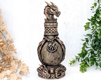 Botella de boticario de dragón, botella de poción para juegos de rol de fantasía, caja para dados de juegos de rol de mesa, regalo de dragón con decoración de bruja, recipiente de almacenamiento, urna para mascotas