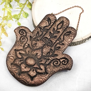Hamsa Hand Christmas Yule Tree Ornament Wiccan Protection Amulet /  Hand of Fatima Wall Hanging Witchy Pagan Decor Altar Wicca Pagan Gift
