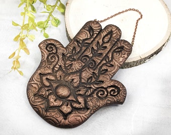 Hamsa Hand Christmas Yule Tree Ornament Wiccan Protection Amulet /  Hand of Fatima Wall Hanging Witchy Pagan Decor Altar Wicca Pagan Gift