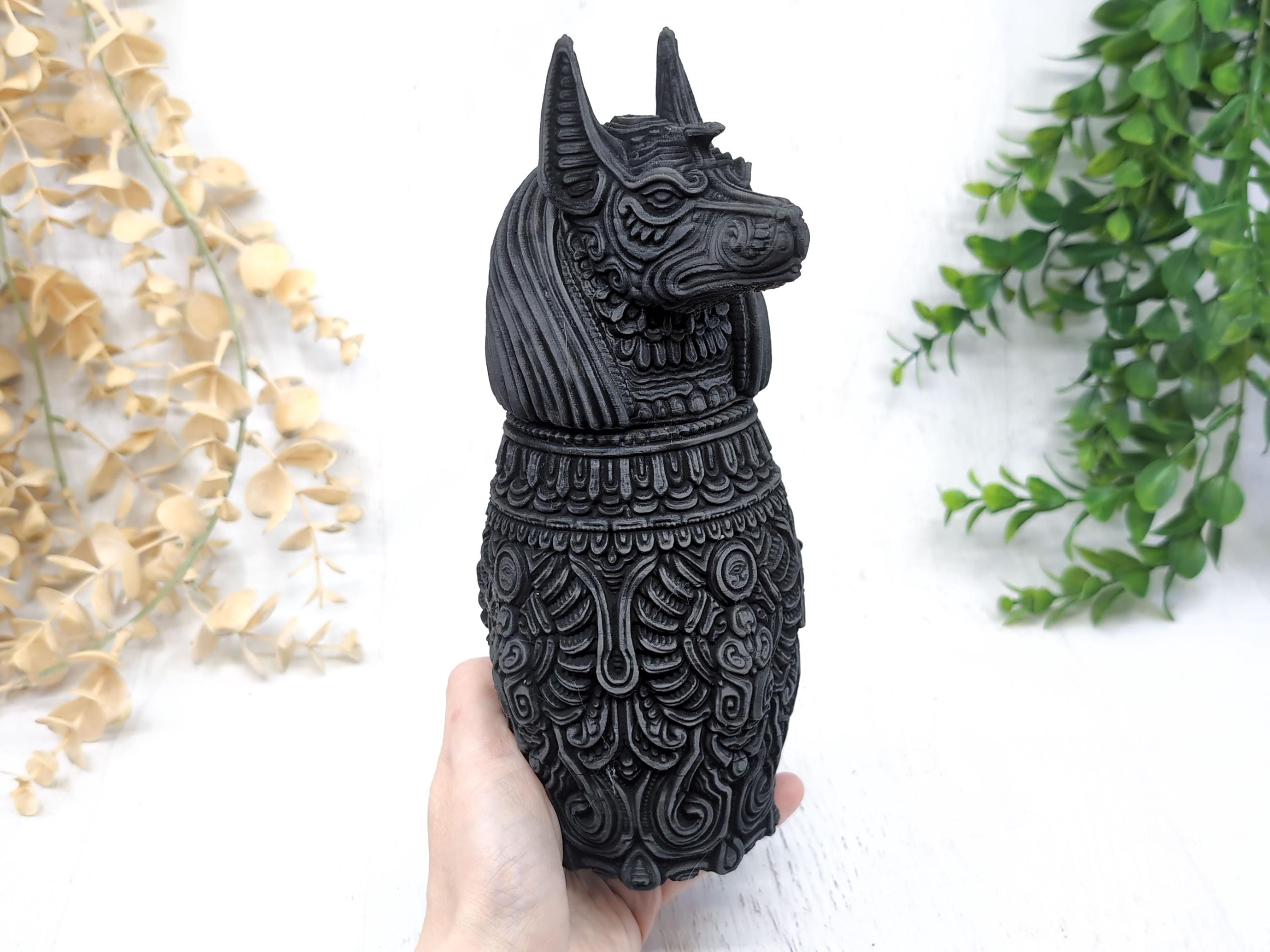アヌビス・カノプス壺、ジャッカル犬用骨壷容器、エジプト神収納用