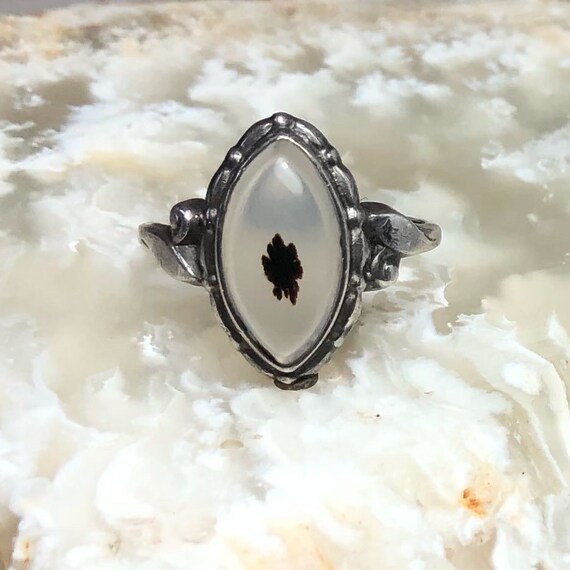 Vintage Agate Ring in sterling silver Glowing tra… - image 2