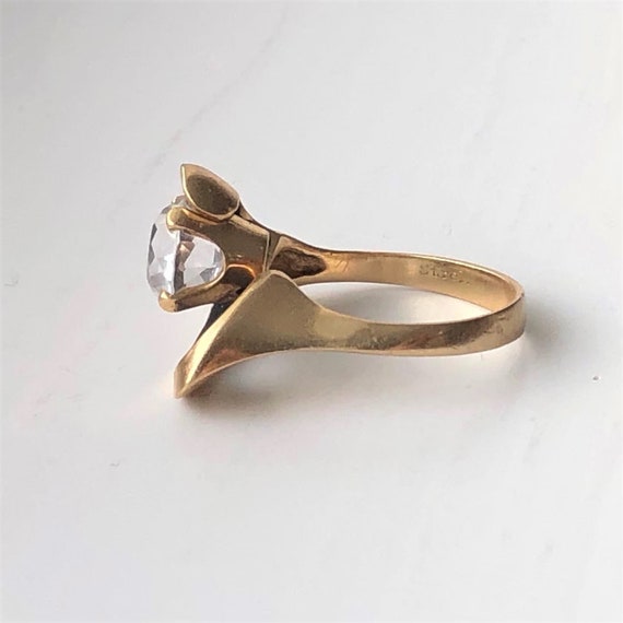 14k gold statement ring Midcentury vibe sparkly w… - image 6