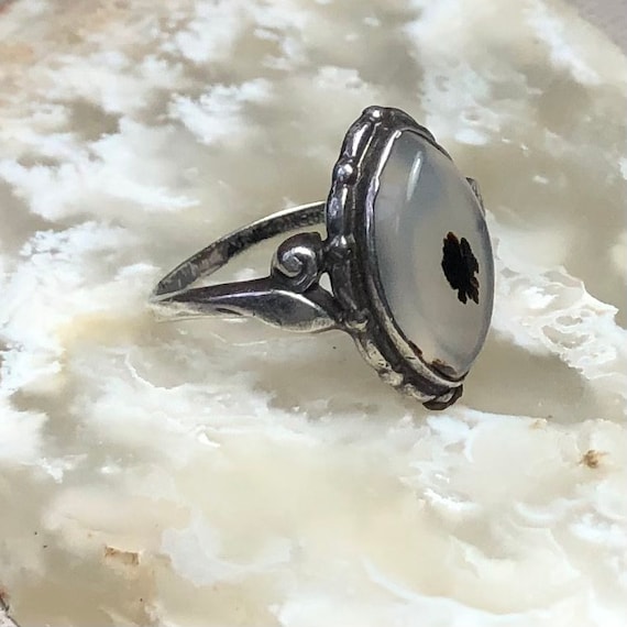 Vintage Agate Ring in sterling silver Glowing tra… - image 3