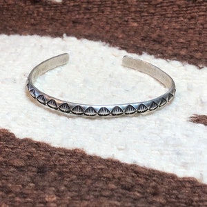 Vintage Sterling Silver Cuff with Heavy Hand Stamped Design