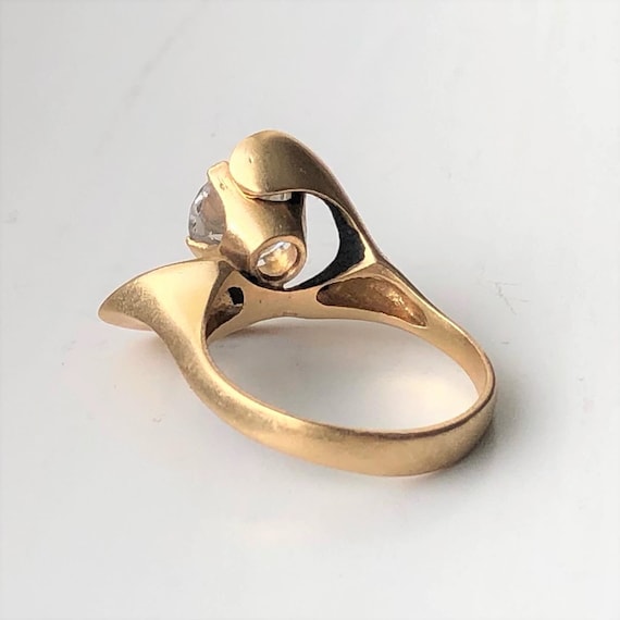 14k gold statement ring Midcentury vibe sparkly w… - image 3