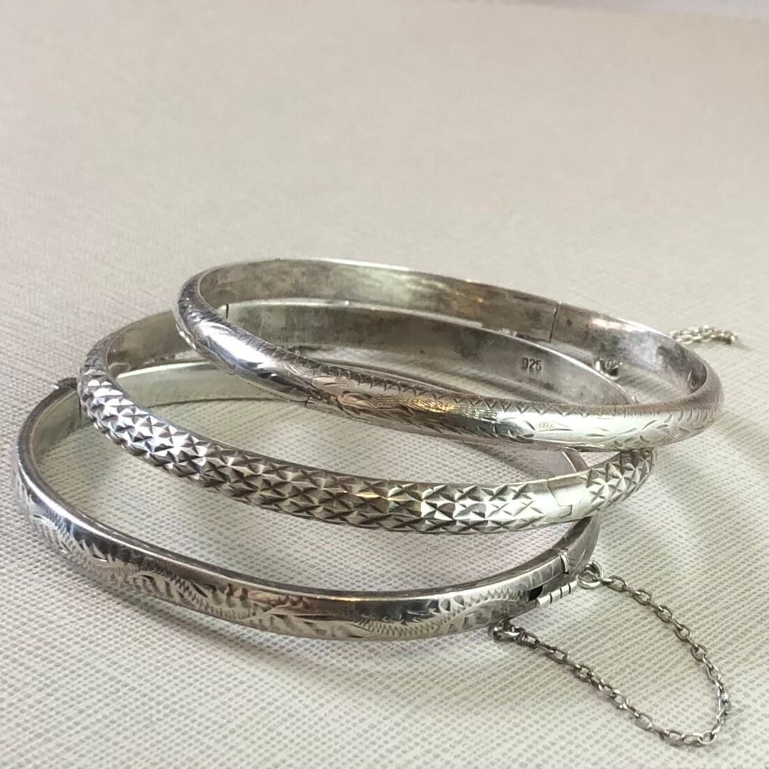 Sterling Silver Vintage Bangle Bracelet SIZE 7.75 In - Etsy