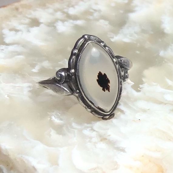 Vintage Agate Ring in sterling silver Glowing tra… - image 1