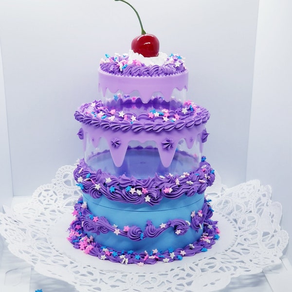 Purple and Blue Fake Cake Jewelry Box