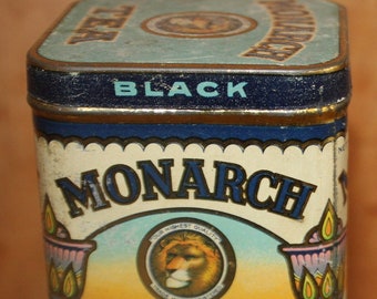 Vintage Monarch Black Tea Tin with Lion Emblem